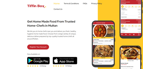 Tiffin Box food ordering website from the Kaspar portfolio